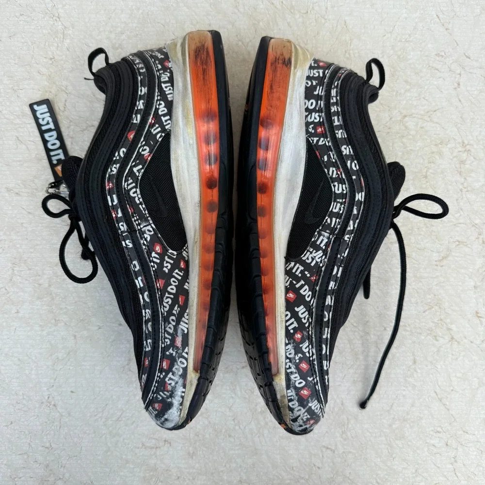 Nike Air Max 97 Just Do‎ It Black White Orange Men Sz 10 .5